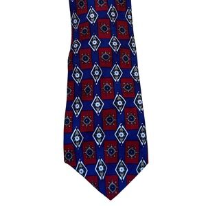 Metropolitan View 100% Silk Necktie Red Blue Nautical‎ Compass Diamond 54x4